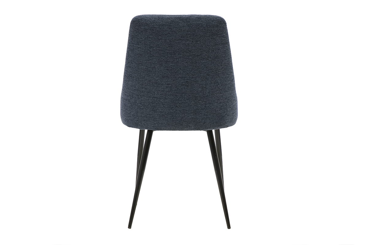 Chaises design en tissu effet velours textur� bleu fonc� et m�tal noir (lot de 2) CULT