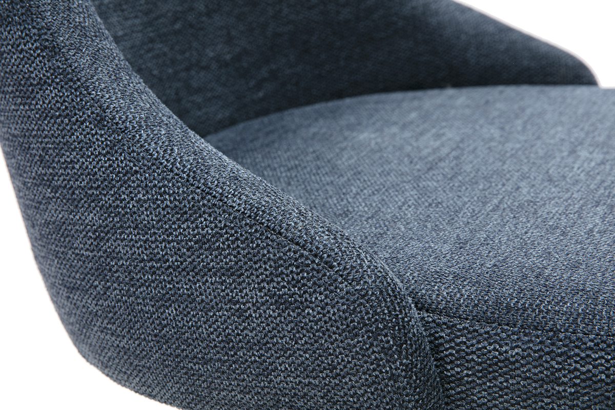 Chaises design en tissu effet velours textur� bleu fonc� et m�tal noir (lot de 2) CULT