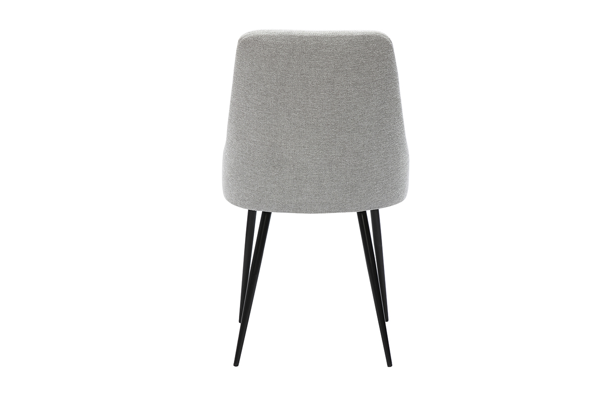 Chaises design en tissu effet velours textur gris clair et mtal noir (lot de 2) CULT