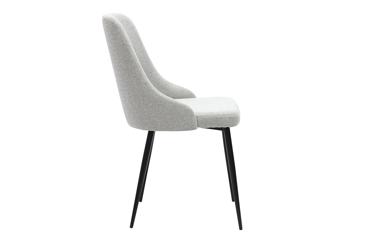 Chaises design en tissu effet velours textur gris clair et mtal noir (lot de 2) CULT