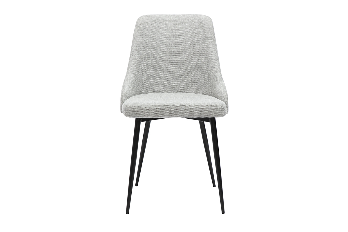Chaises design en tissu effet velours textur gris clair et mtal noir (lot de 2) CULT