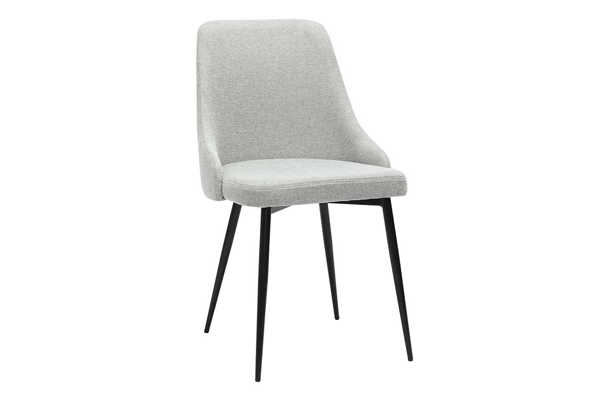 Chaises design en tissu effet velours textur gris clair et mtal noir (lot de 2) CULT