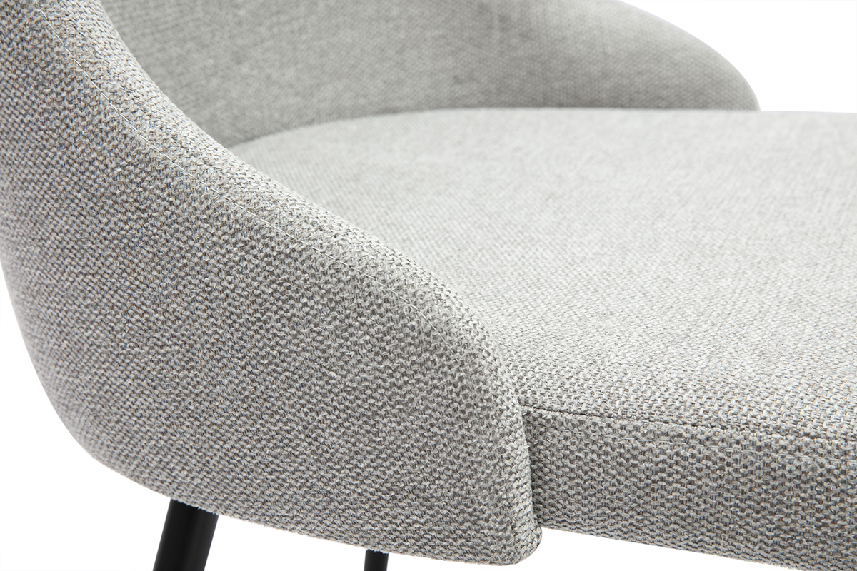 Chaises design en tissu effet velours textur gris clair et mtal noir (lot de 2) CULT