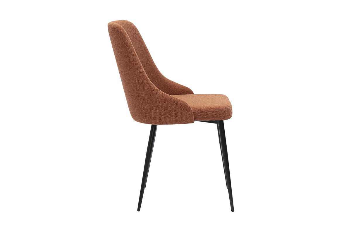 Chaises design en tissu effet velours textur terre brle et mtal noir (lot de 2) CULT