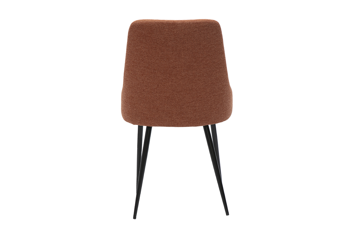Chaises design en tissu effet velours textur terre brle et mtal noir (lot de 2) CULT