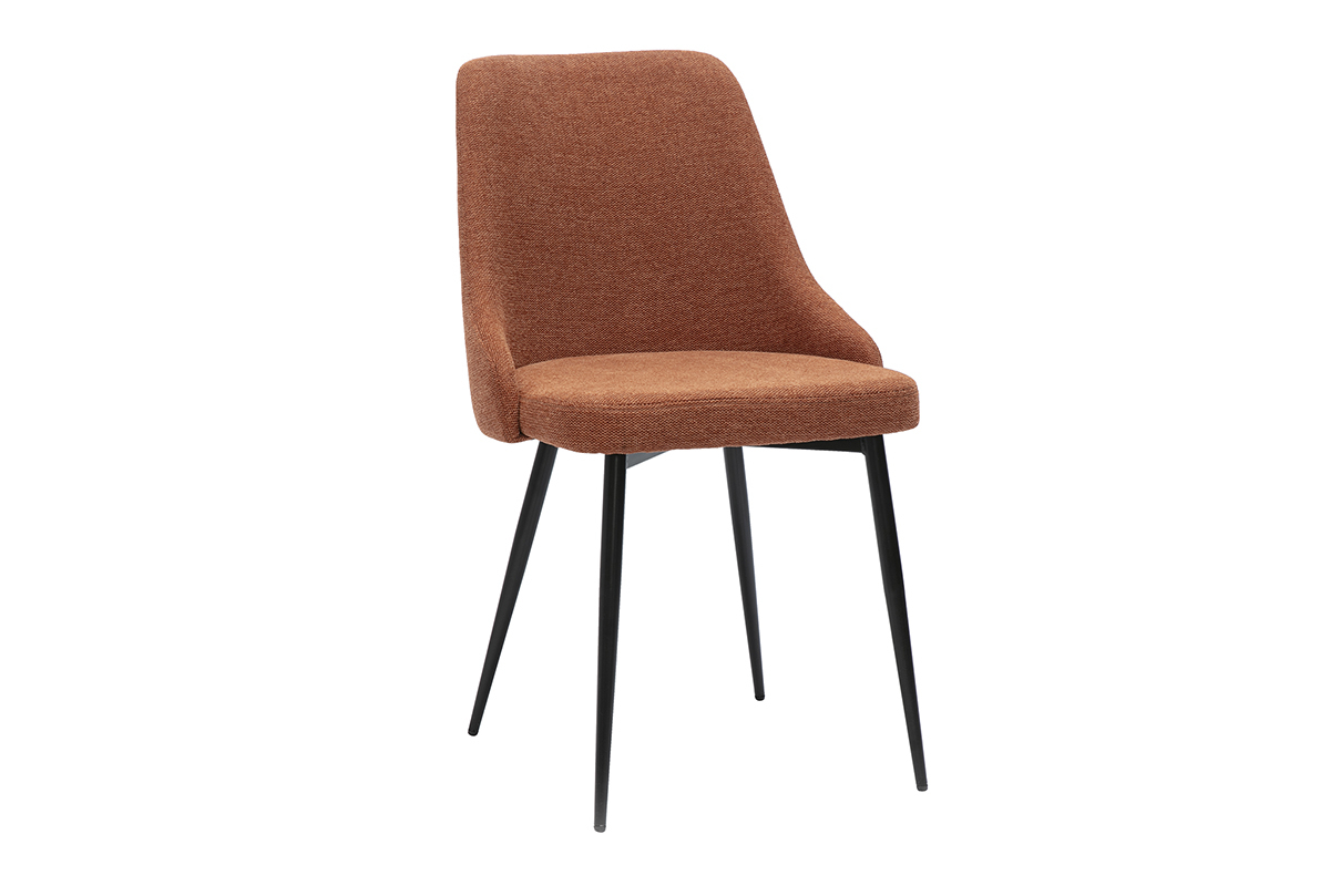 Chaises design en tissu effet velours textur terre brle et mtal noir (lot de 2) CULT