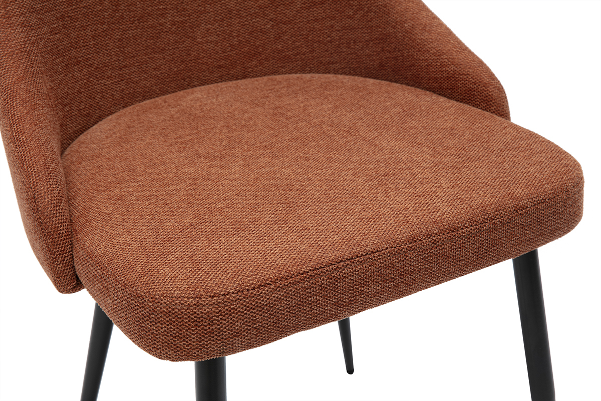Chaises design en tissu effet velours textur terre brle et mtal noir (lot de 2) CULT