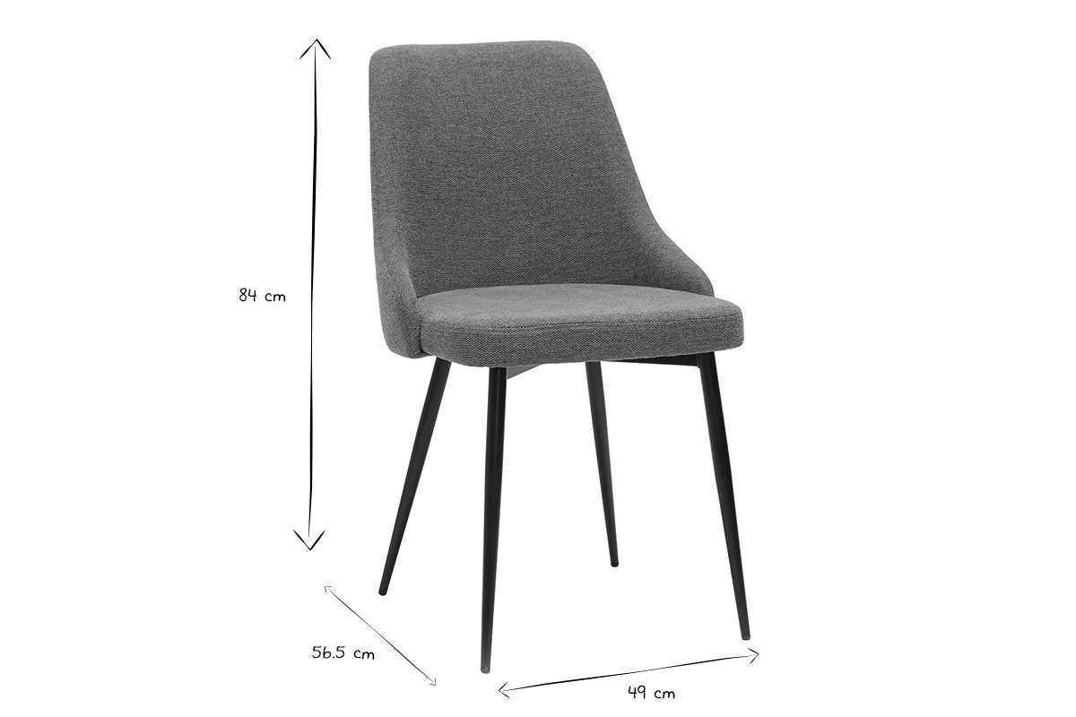 Chaises design en tissu effet velours textur terre brle et mtal noir (lot de 2) CULT