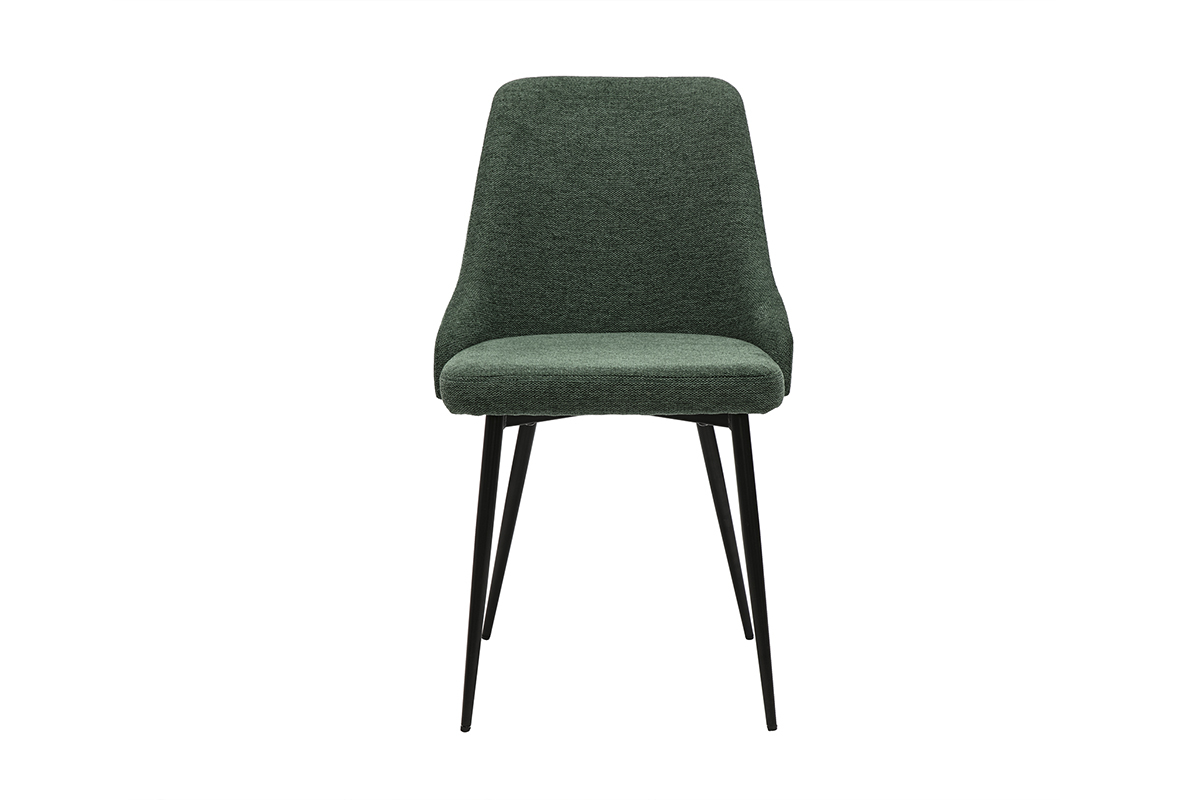 Chaises design en tissu effet velours textur vert fonc et mtal noir (lot de 2) CULT