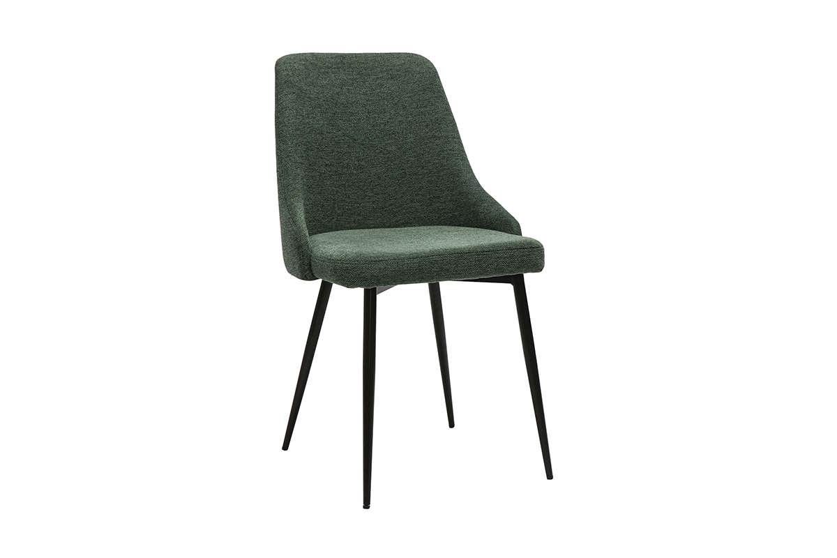 Chaises design en tissu effet velours textur vert fonc et mtal noir (lot de 2) CULT