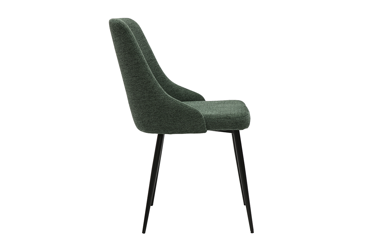 Chaises design en tissu effet velours textur vert fonc et mtal noir (lot de 2) CULT