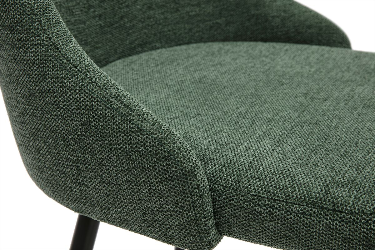 Chaises design en tissu effet velours textur vert fonc et mtal noir (lot de 2) CULT