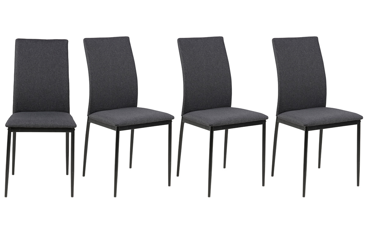 Chaises design en tissu gris anthracite et m�tal noir (Lot de 4) LUCKY