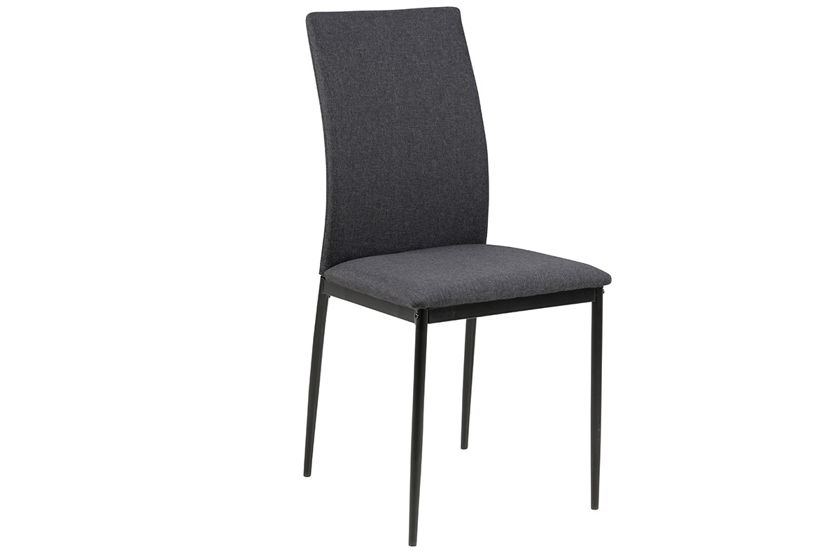 Chaises design en tissu gris anthracite et m�tal noir (Lot de 4) LUCKY