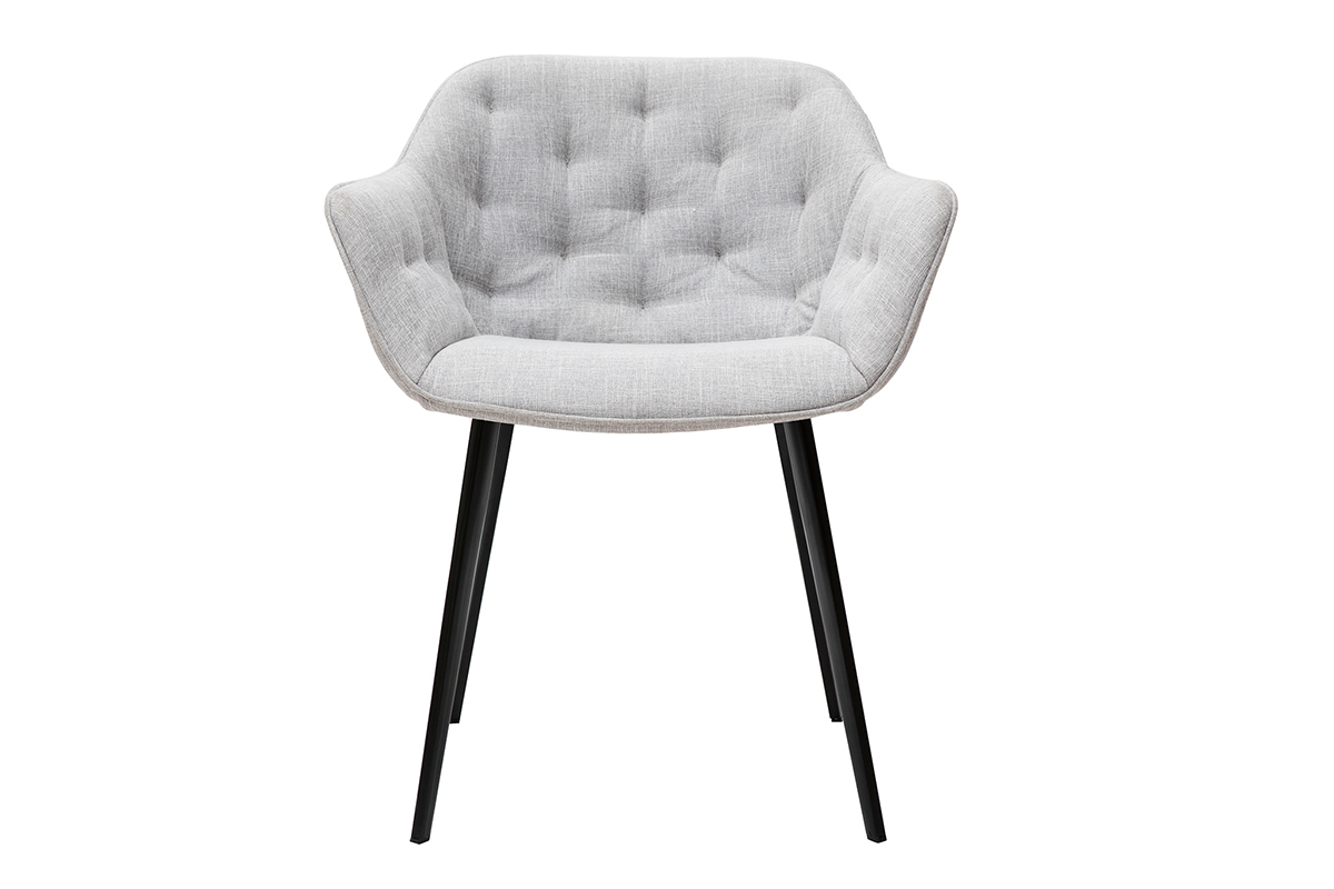 Chaises design en tissu gris clair et pieds mtal noir (lot de 2) BURTON