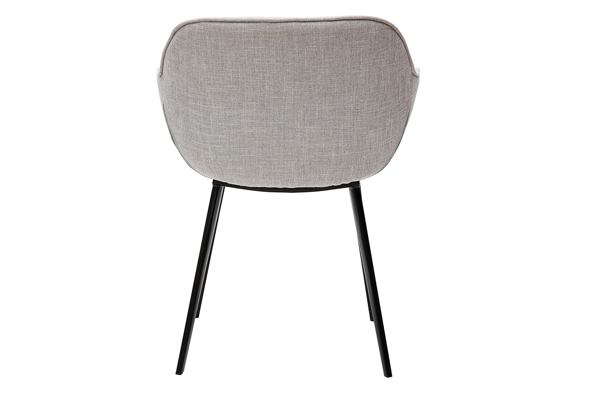 Chaises design en tissu gris clair et pieds mtal noir (lot de 2) BURTON