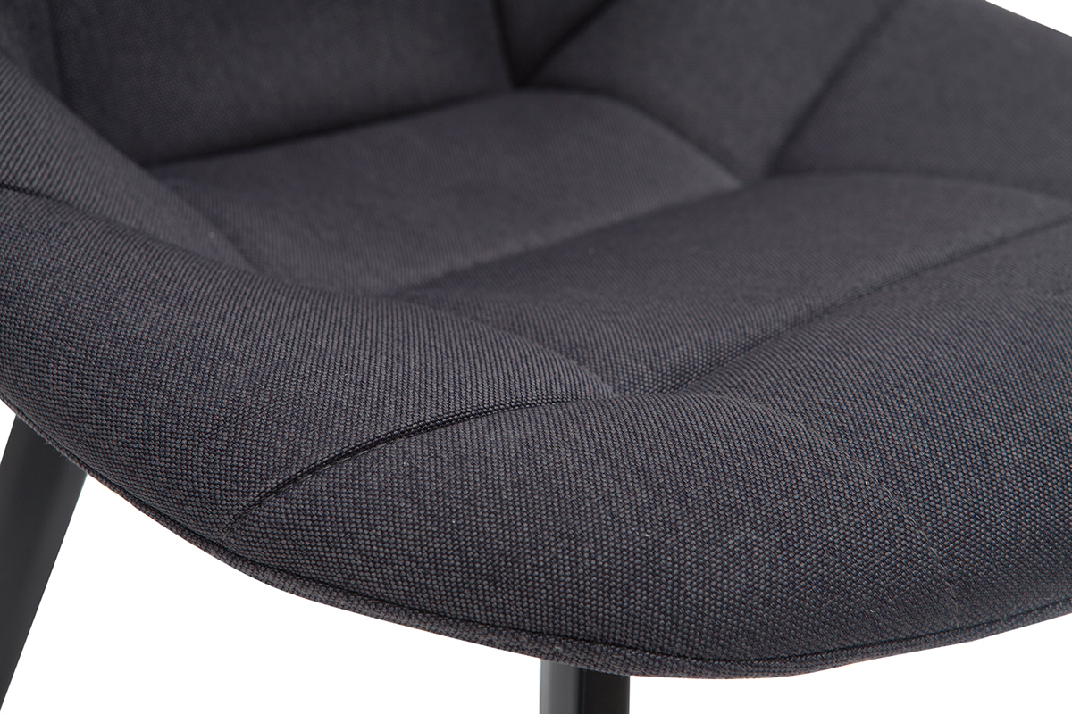 Chaises design en tissu gris fonc et mtal noir (lot de 2) COX