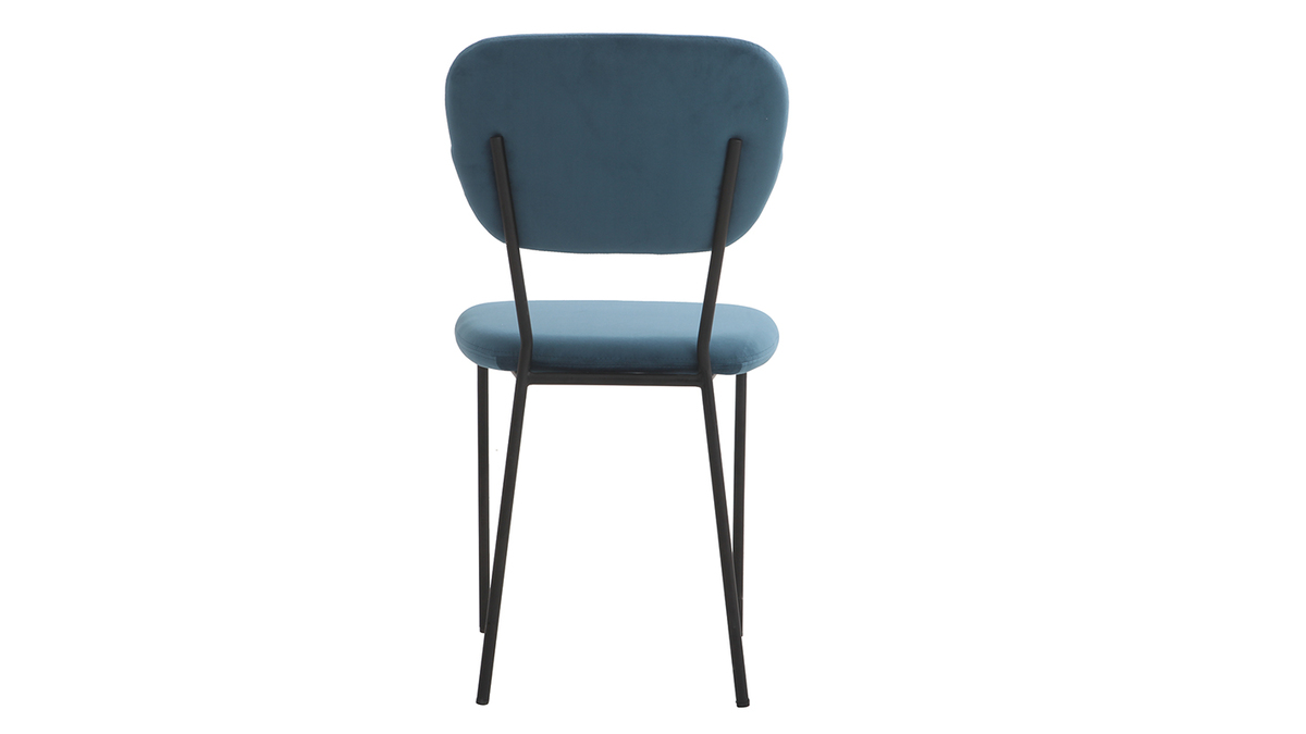 Chaises design en tissu velours bleu fonc et mtal noir (lot de 2) LEPIDUS