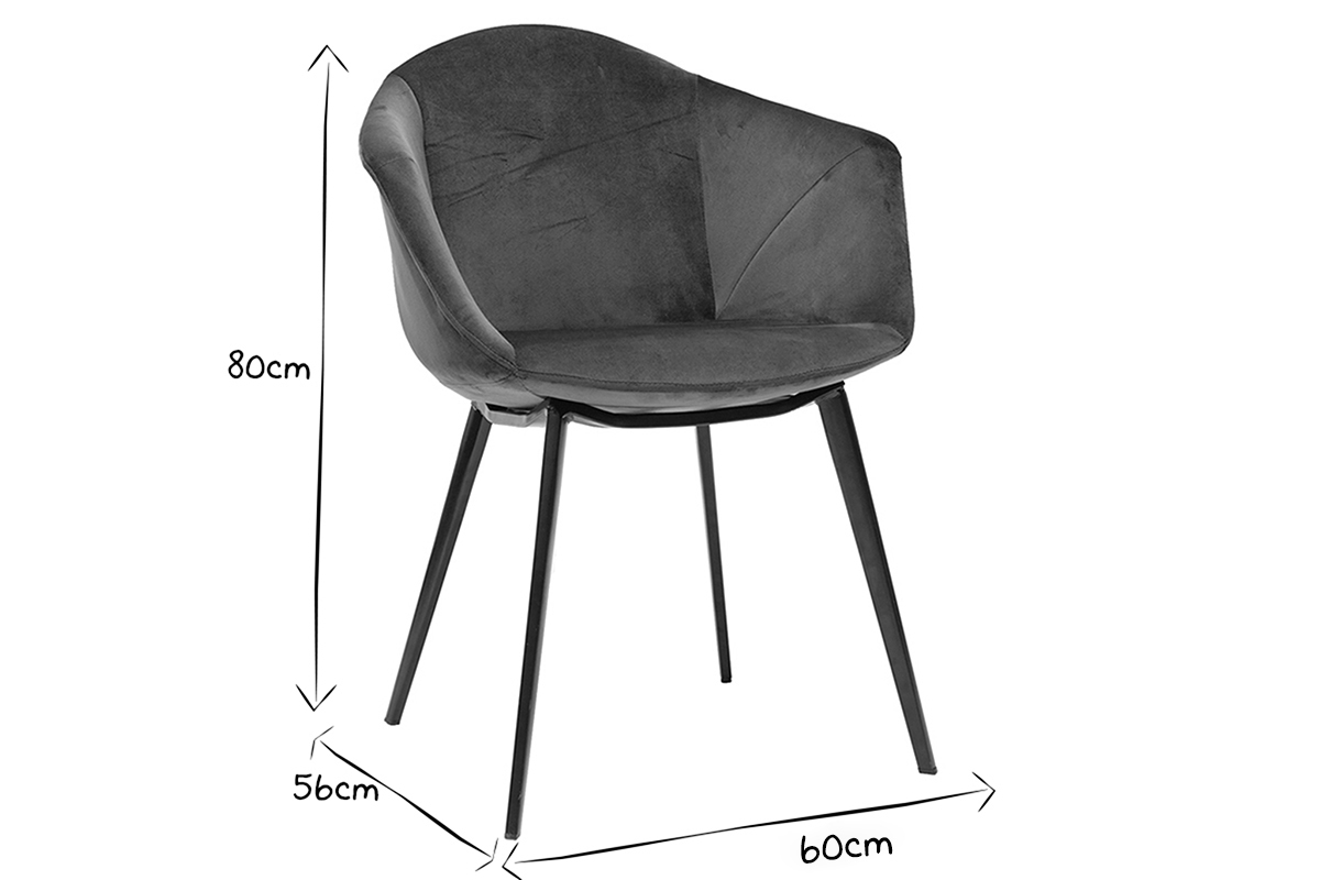 Chaises design en tissu velours bleu p�trole et m�tal (lot de 2) TAYA