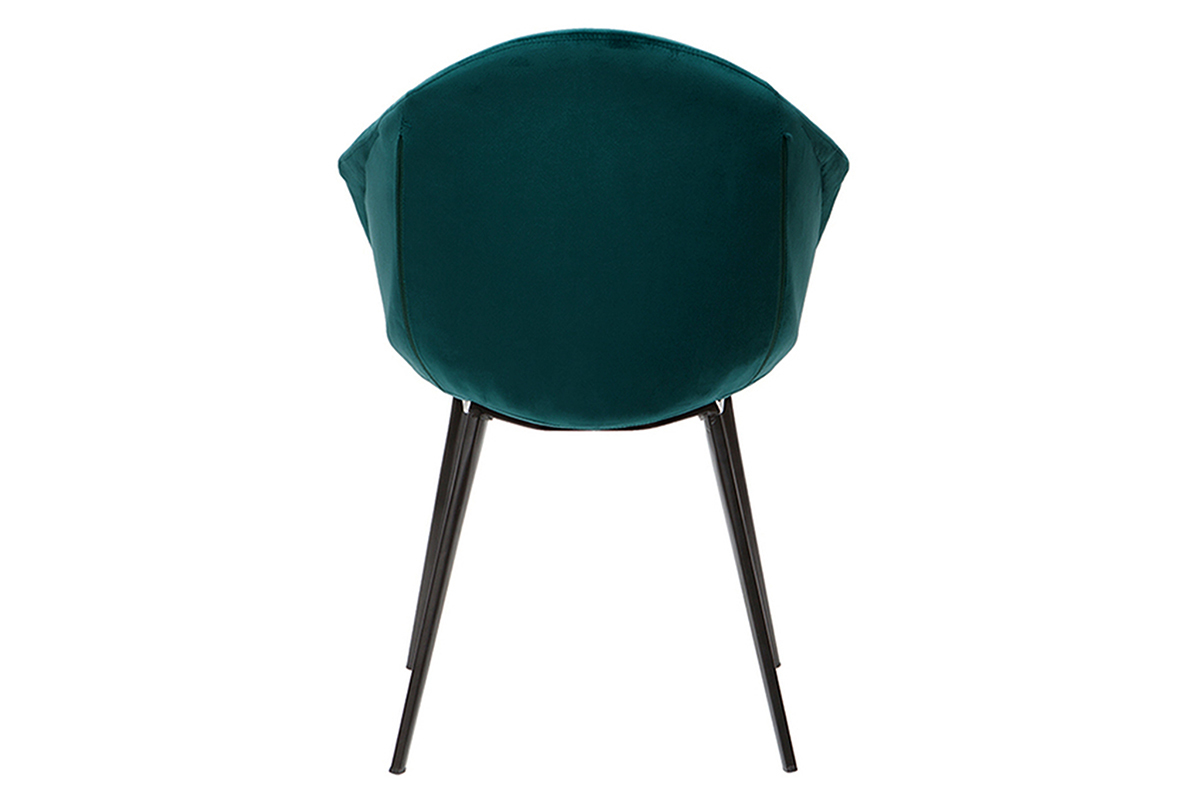 Chaises design en tissu velours bleu p�trole et m�tal (lot de 2) TAYA