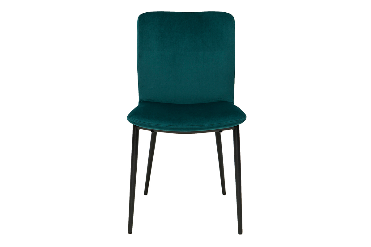 Chaises design en tissu velours bleu ptrole et mtal noir (lot de 2) FOSTY