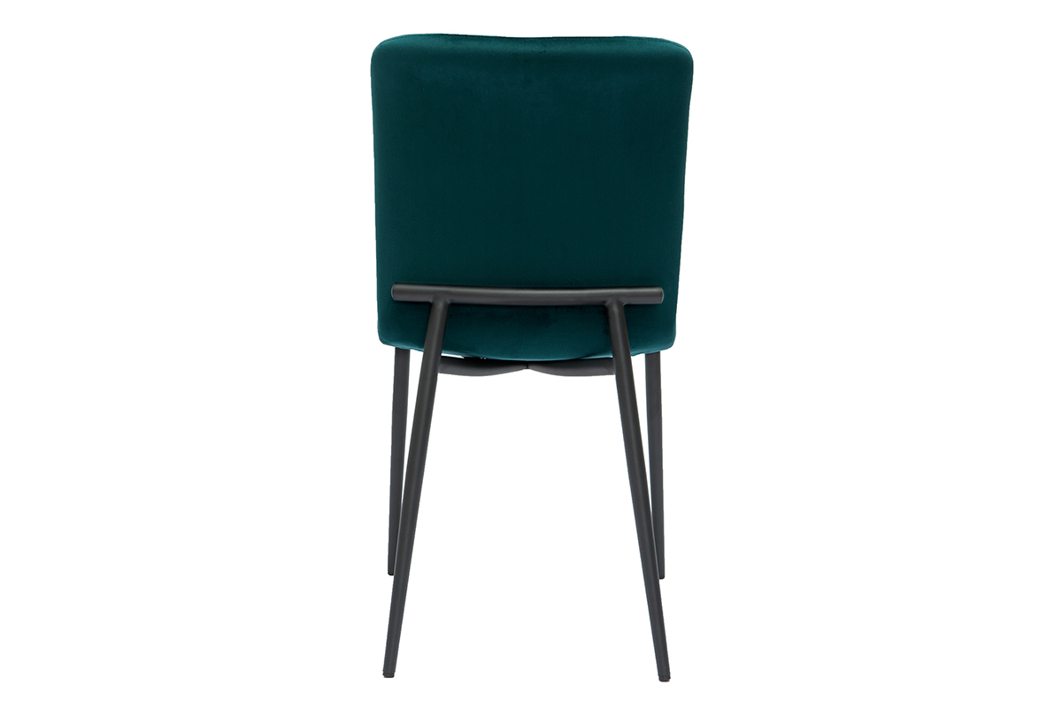 Chaises design en tissu velours bleu ptrole et mtal noir (lot de 2) FOSTY