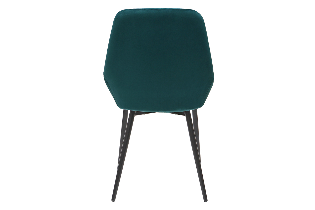 Chaises design en tissu velours bleu ptrole et mtal noir (lot de 2) HOLO