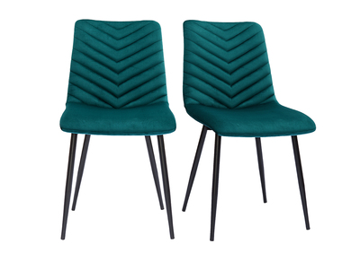 Chaises design en tissu velours bleu pétrole et métal noir (lot de 2) PUMPKIN