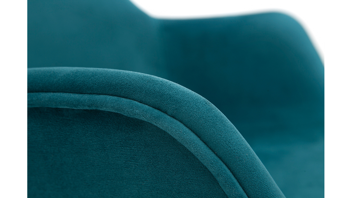 Chaises design en tissu velours bleu ptrole et mtal noir (lot de 2) SAKE