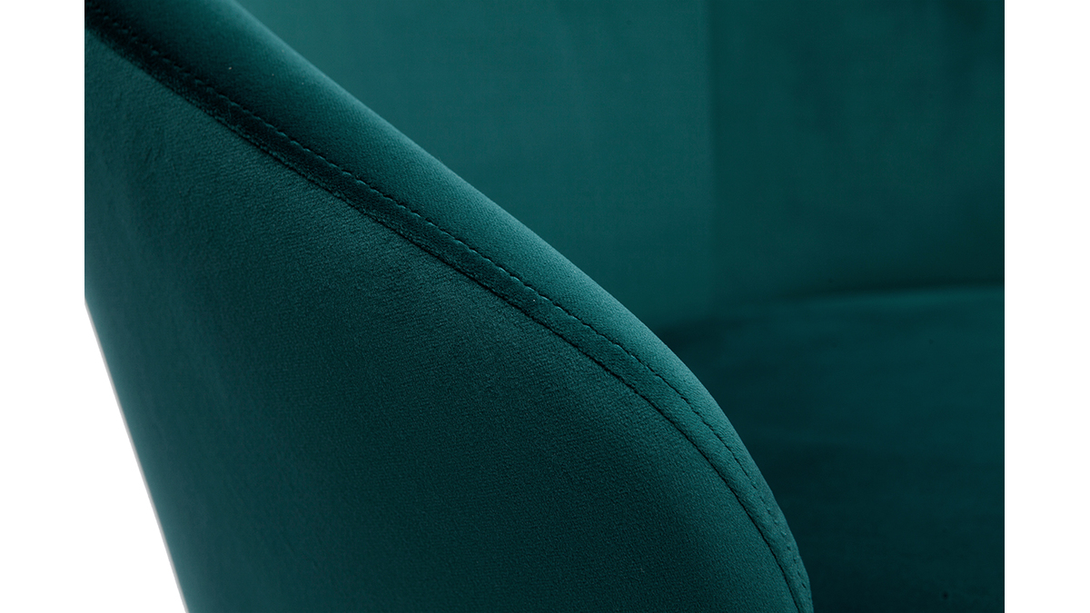 Chaises design en tissu velours bleu ptrole, mtal noir et dor (lot de 2) BRIZO