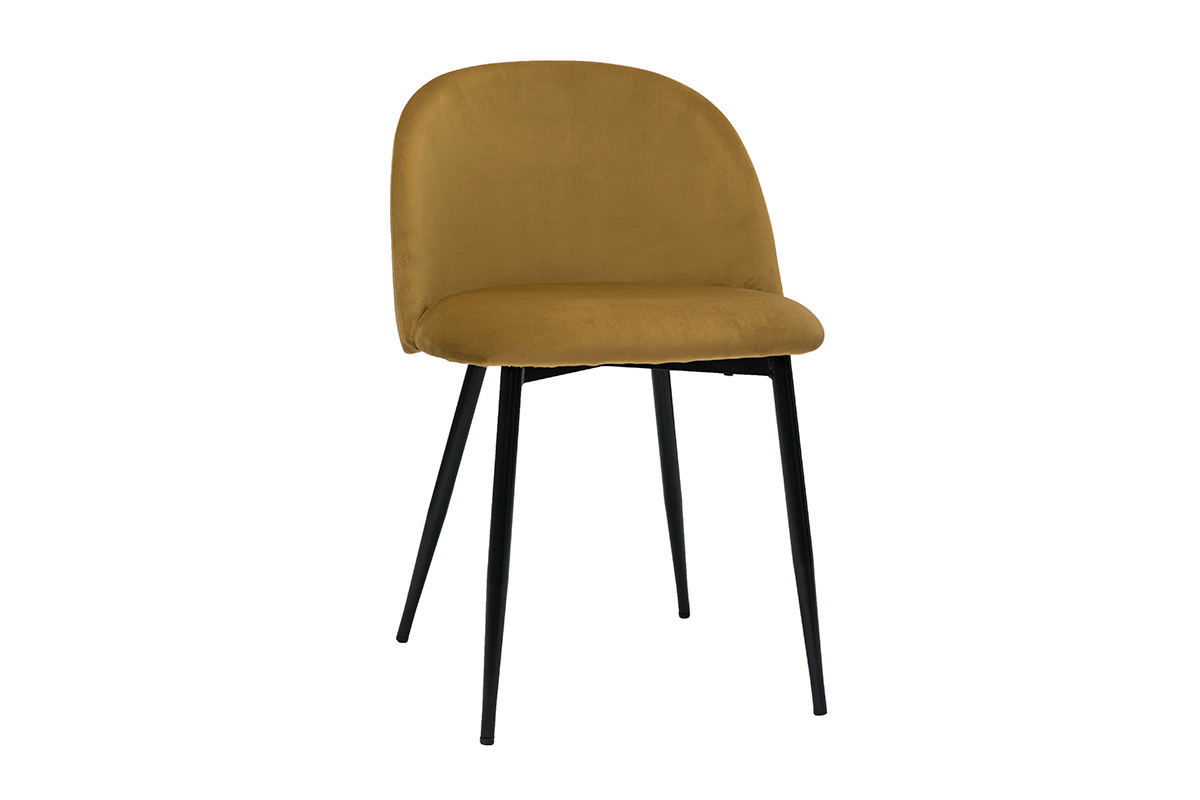Chaises design en tissu velours bronze et mtal noir (lot de 2) CELESTE
