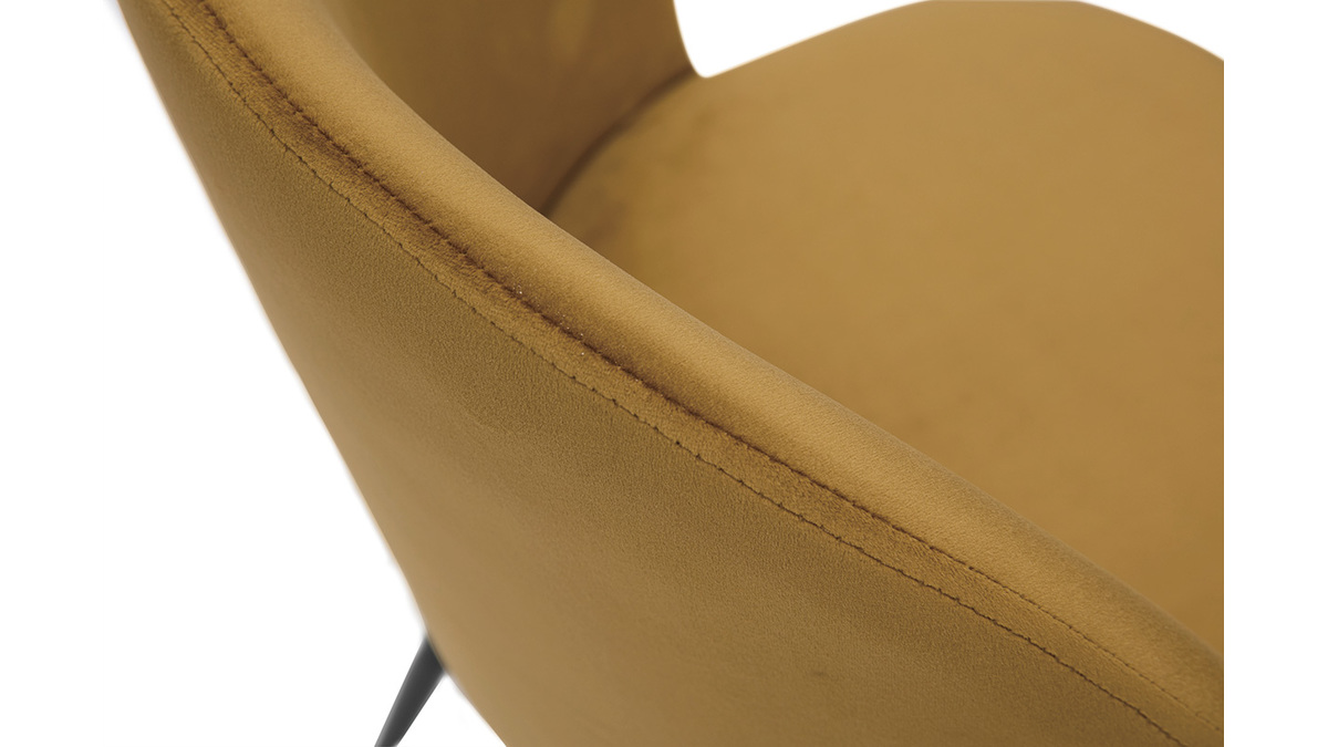 Chaises design en tissu velours bronze et mtal noir (lot de 2) CELESTE