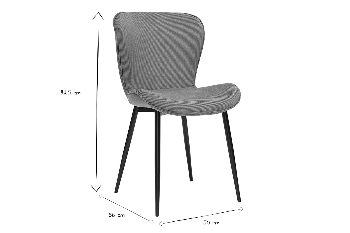 Chaises design en tissu velours ctel bleu canard et mtal noir (lot de 2) ADDICT