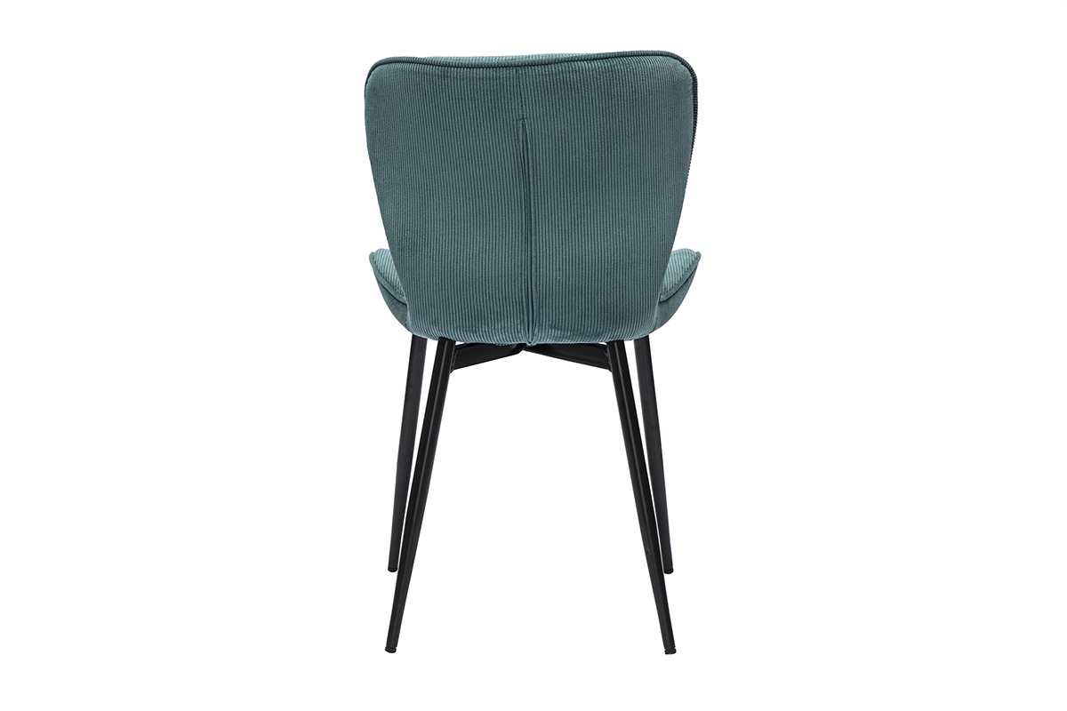 Chaises design en tissu velours ctel bleu canard et mtal noir (lot de 2) ADDICT