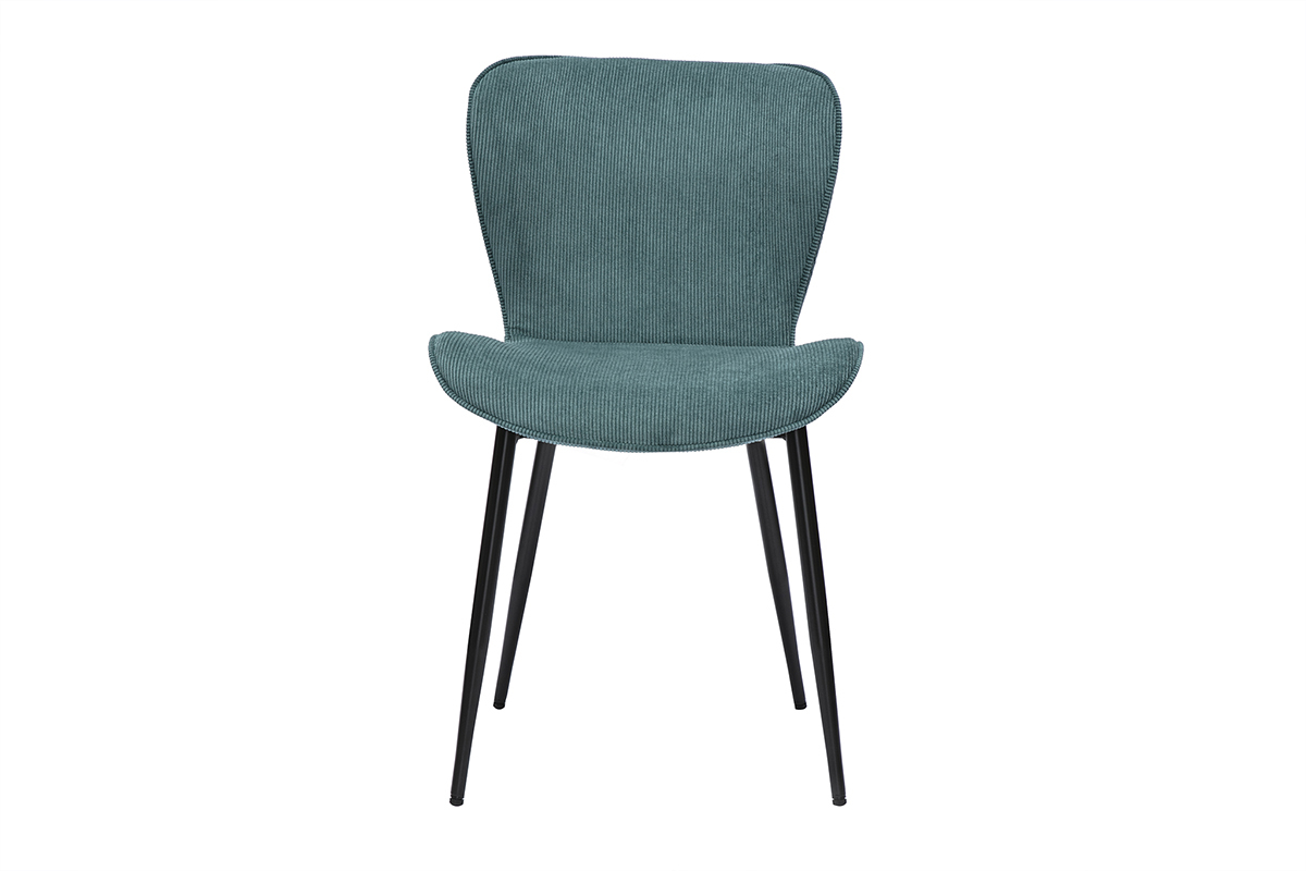 Chaises design en tissu velours ctel bleu canard et mtal noir (lot de 2) ADDICT