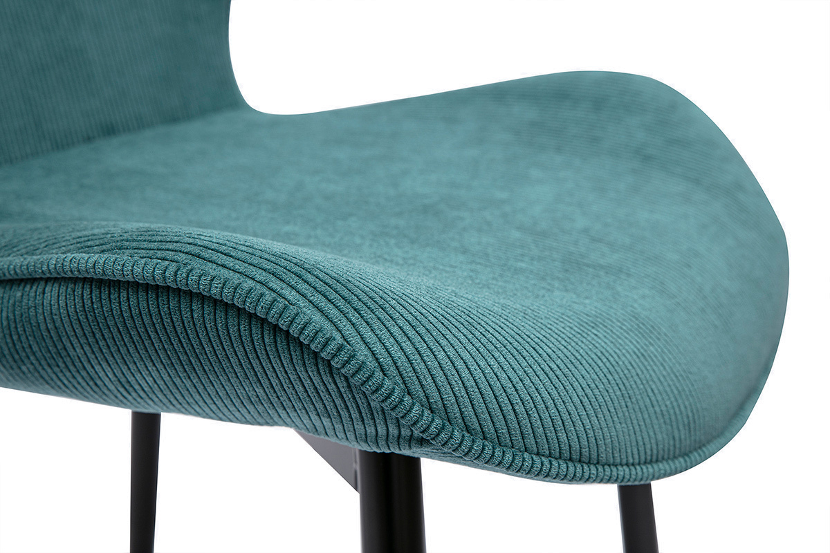 Chaises design en tissu velours ctel bleu canard et mtal noir (lot de 2) ADDICT