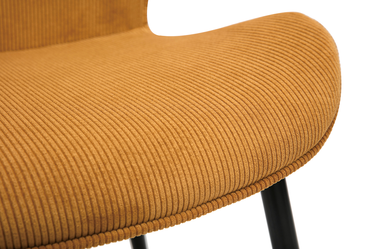 Chaises design en tissu velours ctel jaune curry et mtal noir (lot de 2) ADDICT