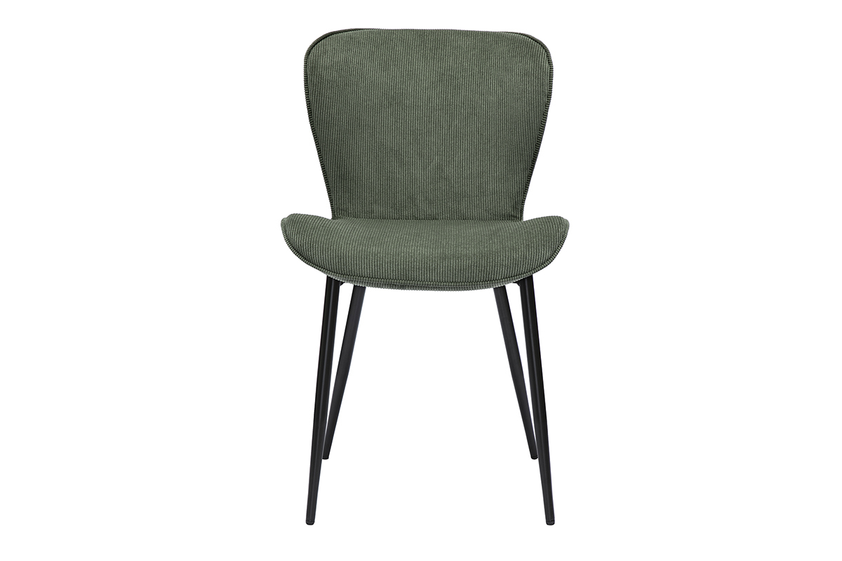 Chaises design en tissu velours ctel kaki et mtal noir (lot de 2) ADDICT