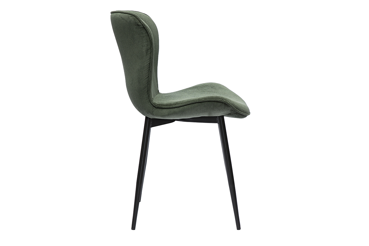Chaises design en tissu velours ctel kaki et mtal noir (lot de 2) ADDICT