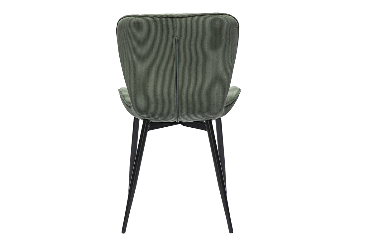 Chaises design en tissu velours ctel kaki et mtal noir (lot de 2) ADDICT