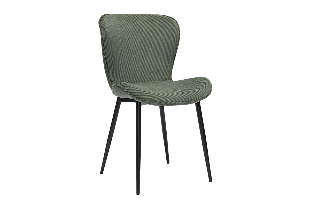 Chaises design en tissu velours ctel kaki et mtal noir (lot de 2) ADDICT