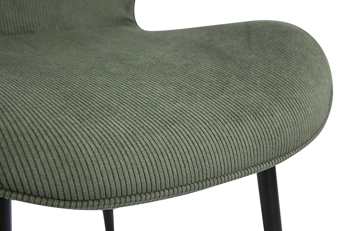 Chaises design en tissu velours ctel kaki et mtal noir (lot de 2) ADDICT