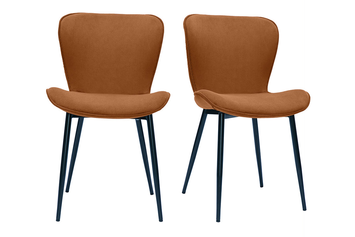 Chaises design en tissu velours ctel terre brle et mtal noir (lot de 2) ADDICT