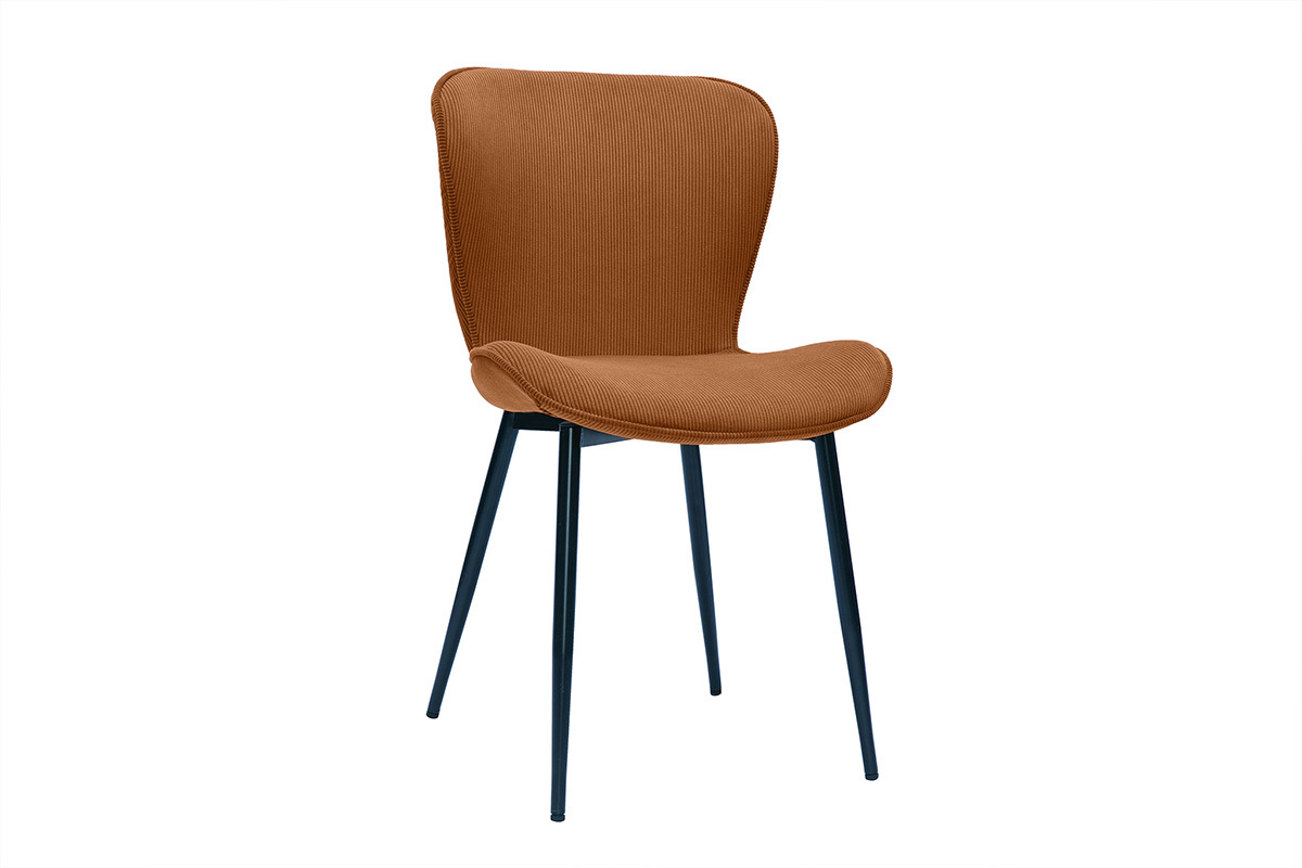Chaises design en tissu velours ctel terre brle et mtal noir (lot de 2) ADDICT
