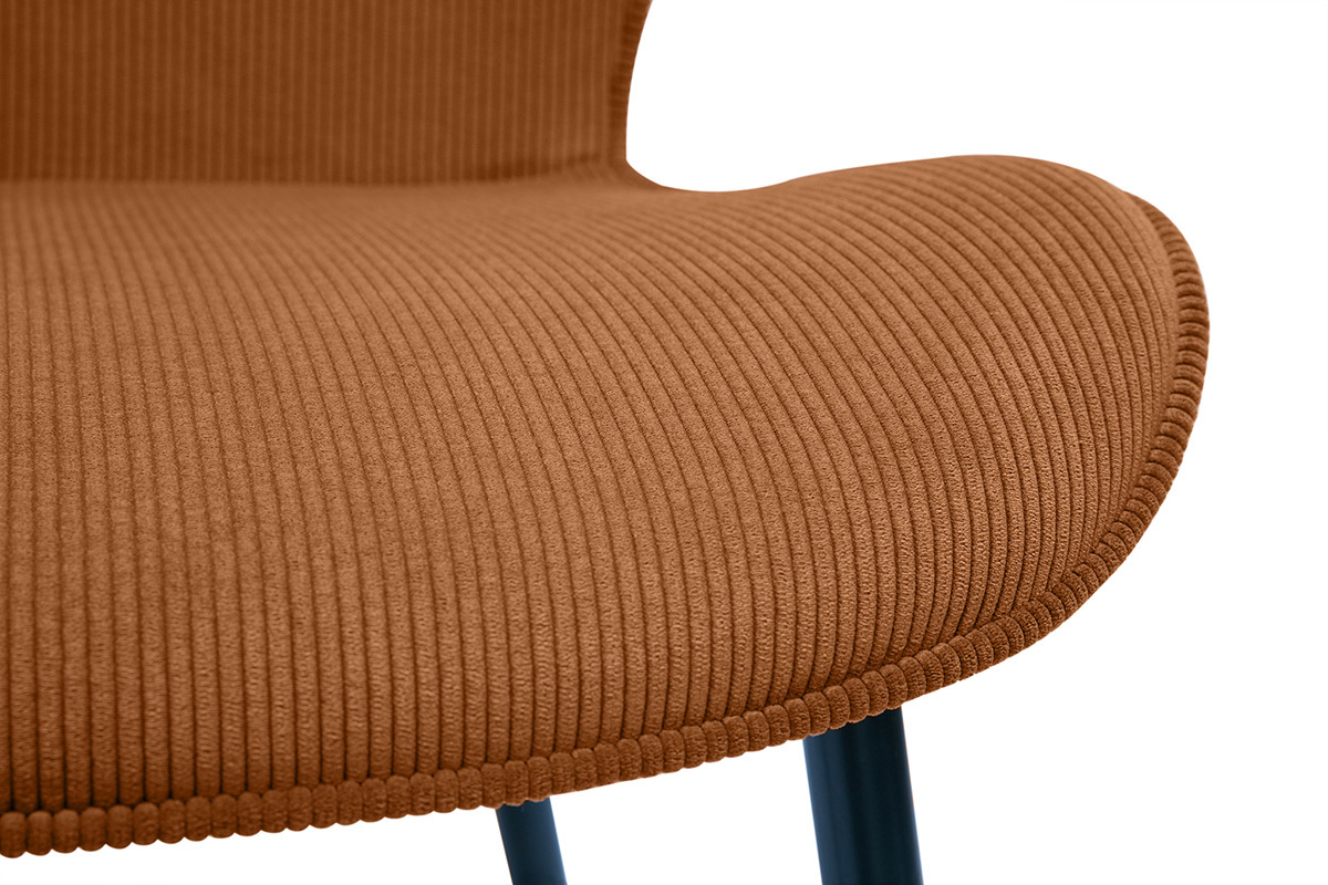 Chaises design en tissu velours ctel terre brle et mtal noir (lot de 2) ADDICT