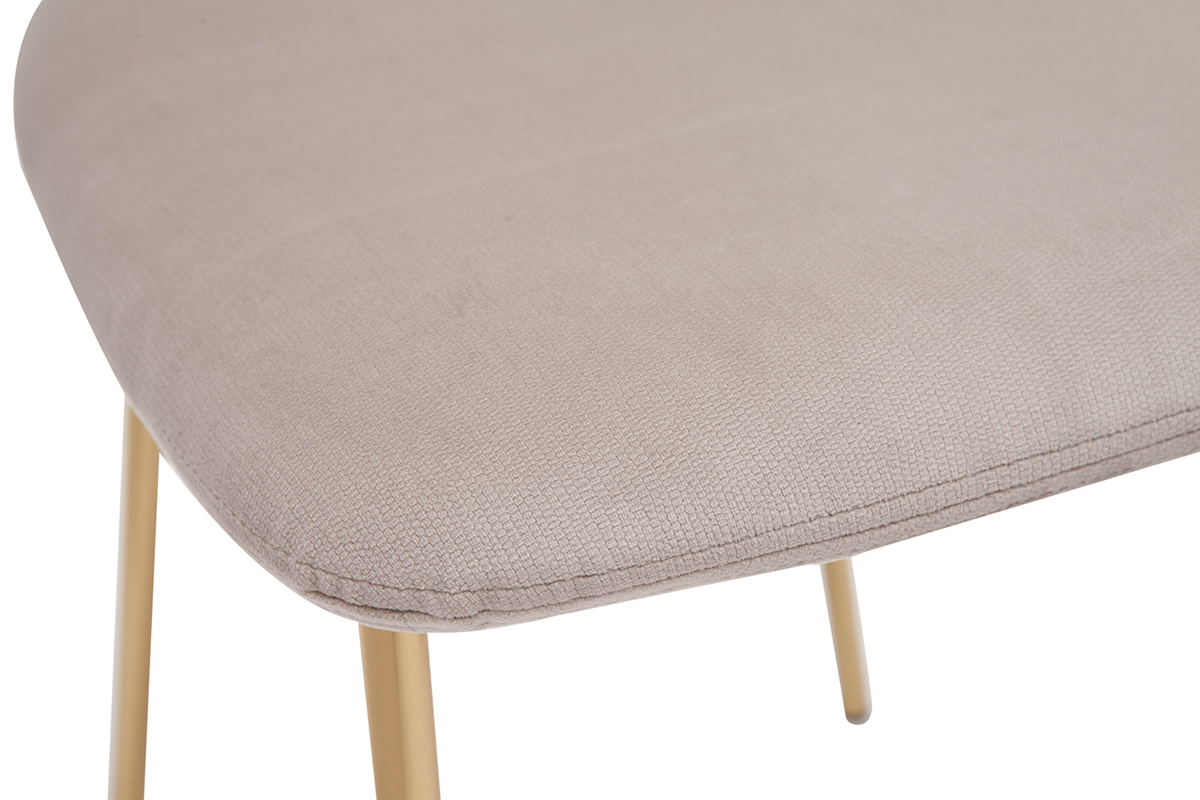 Chaises design en tissu velours gaufr taupe et mtal dor (lot de 2) LEPIDUS