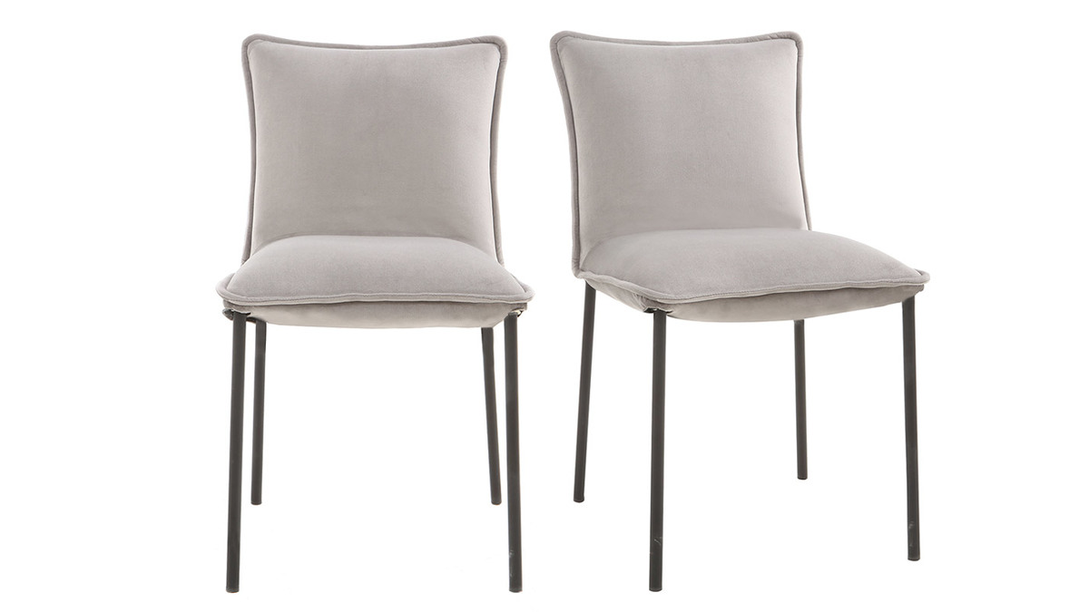 Chaises design en tissu velours gris (lot de 2) SOLACE