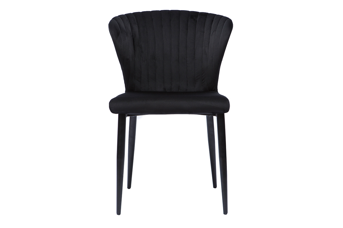 Chaises design en tissu velours noir et mtal noir (lot de 2) KAYEL