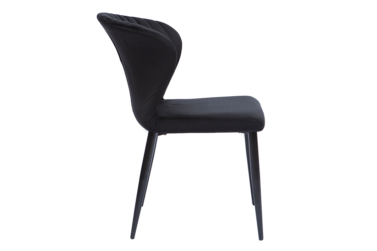 Chaises design en tissu velours noir et mtal noir (lot de 2) KAYEL