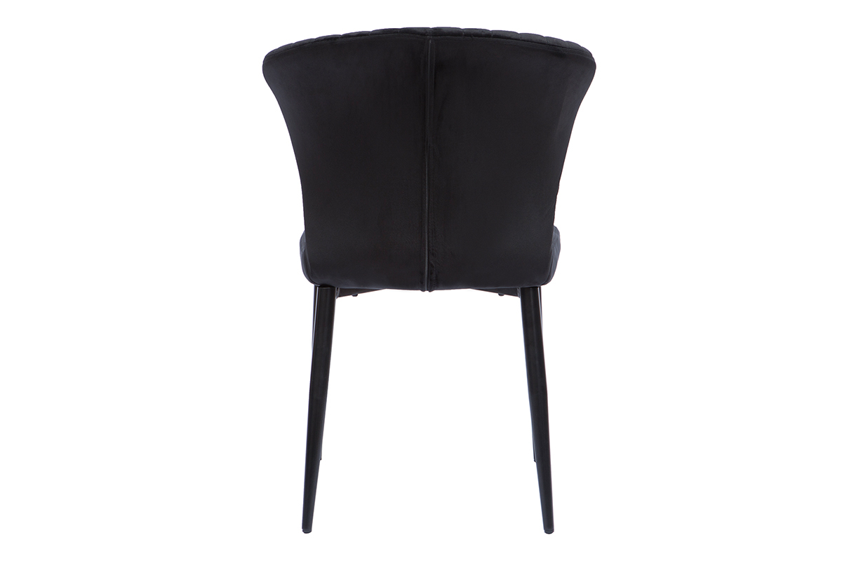 Chaises design en tissu velours noir et mtal noir (lot de 2) KAYEL